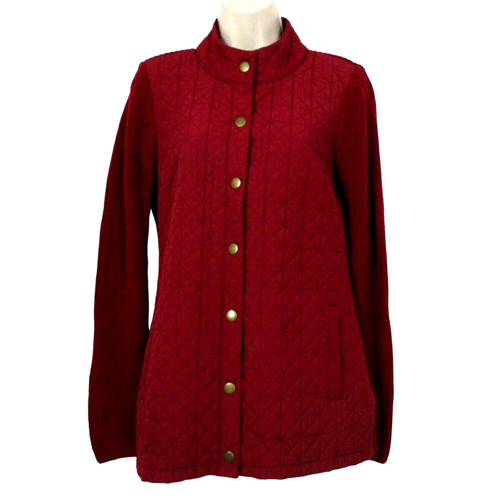Coldwater Creek Jacket Womens Small Quilted Sweater Pockets Cozy Classic Minimal